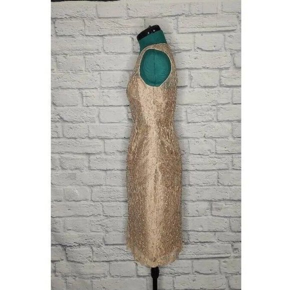 Montage By Mon Cheri Womens 2 piece Dress With  Jacket Beige Floral Keyhole 8 - Picture 5 of 10